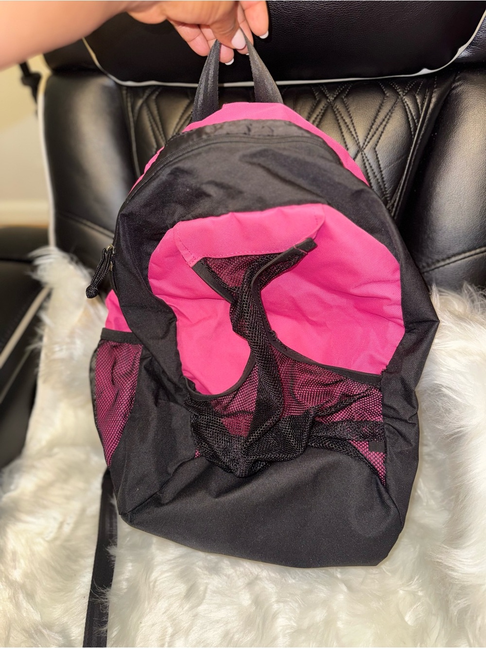 Compact Pink and Black Women's Backpack - Everyday Casual Carry